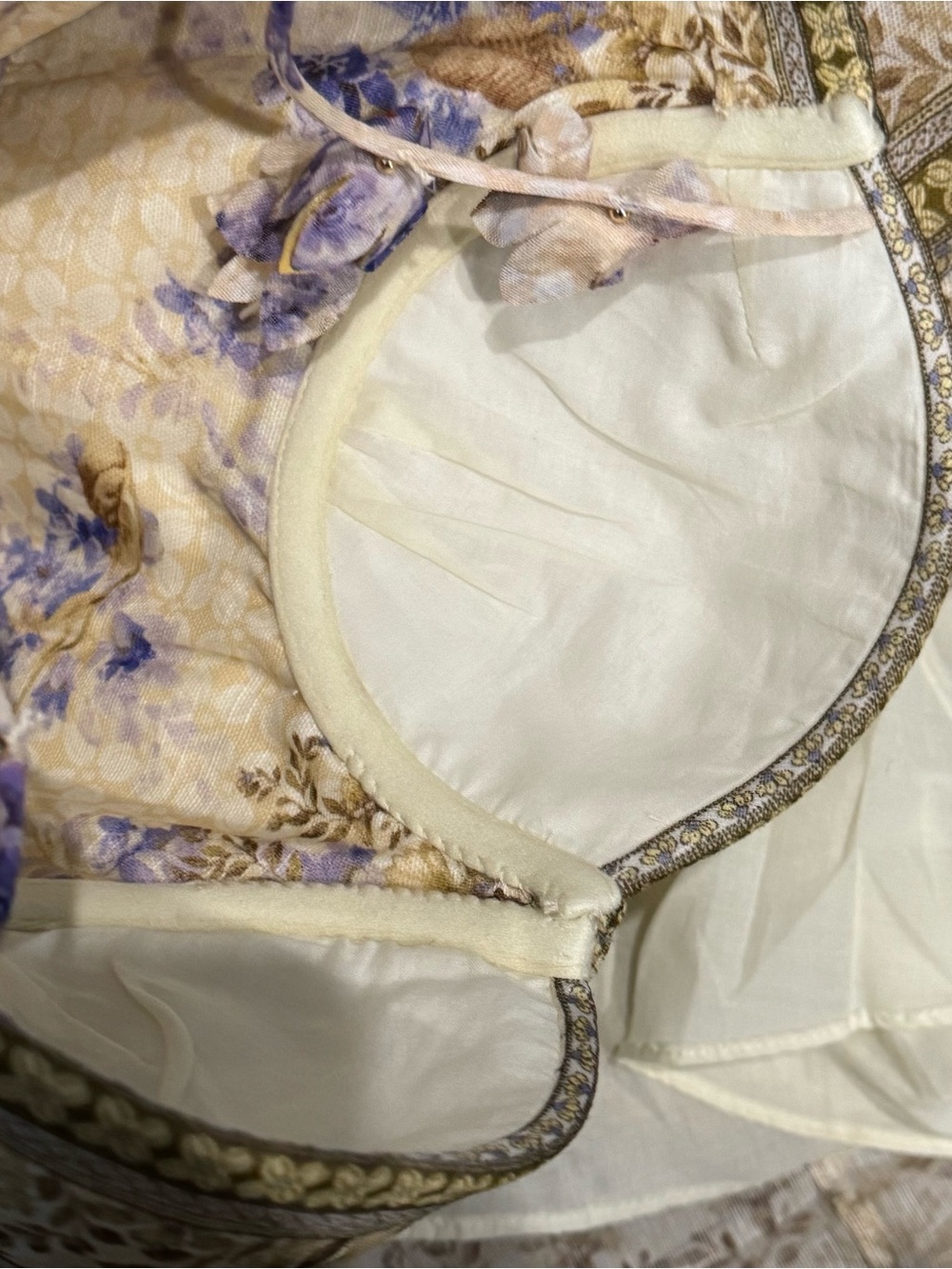 Zimmermann Cream and Lavender Floral Midi Dress with Gold Accents - Picture 9 of 10
